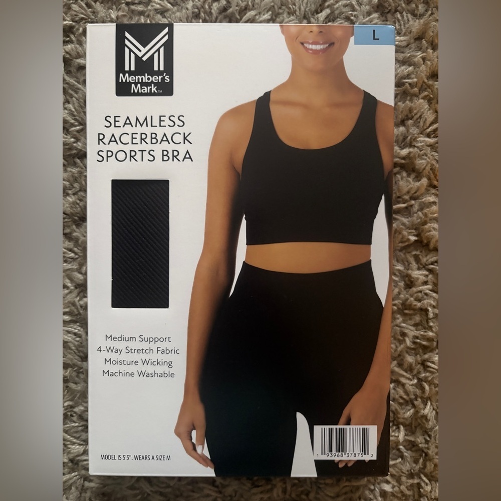 Member's Mark Black Seamless Racerback Sports Bra